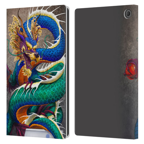 Stanley Morrison Dragons Asian Sake Drink Leather Book Wallet Case Cover For Amazon Fire Max 11 2023