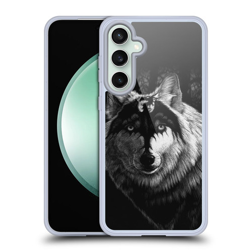 Stanley Morrison Black And White Gray Wolf With Dragon Marking Soft Gel Case for Samsung Galaxy S23 FE 5G