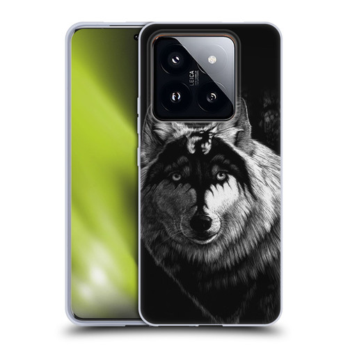 Stanley Morrison Black And White Gray Wolf With Dragon Marking Soft Gel Case for Xiaomi 14 Pro