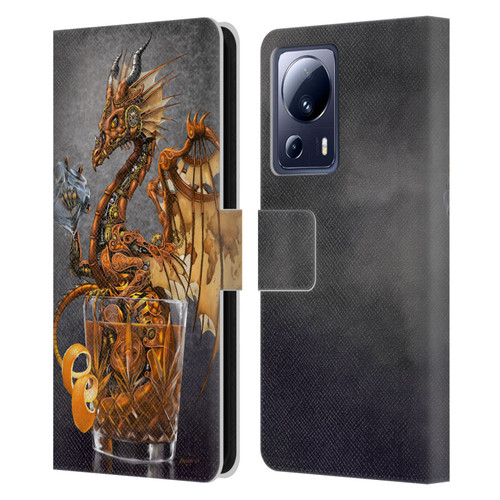Stanley Morrison Dragons Gold Steampunk Drink Leather Book Wallet Case Cover For Xiaomi 13 Lite 5G