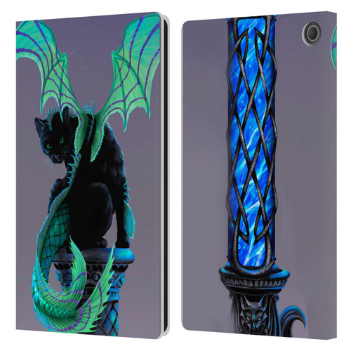 Stanley Morrison Dragons 2 Gothic Winged Cat Leather Book Wallet Case Cover For Amazon Fire Max 11 2023