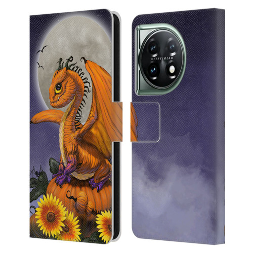 Stanley Morrison Dragons 3 Halloween Pumpkin Leather Book Wallet Case Cover For OnePlus 11 5G
