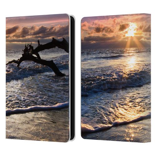 Celebrate Life Gallery Beaches Sparkly Water At Driftwood Leather Book Wallet Case Cover For Amazon Kindle Paperwhite 5 (2021)