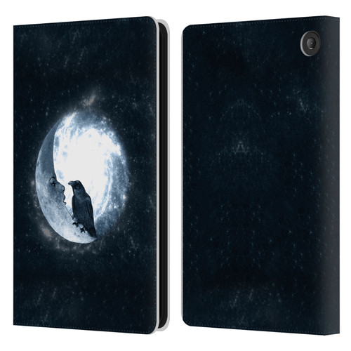 Barruf Animals Crow and Its Moon Leather Book Wallet Case Cover For Amazon Fire 7 2022