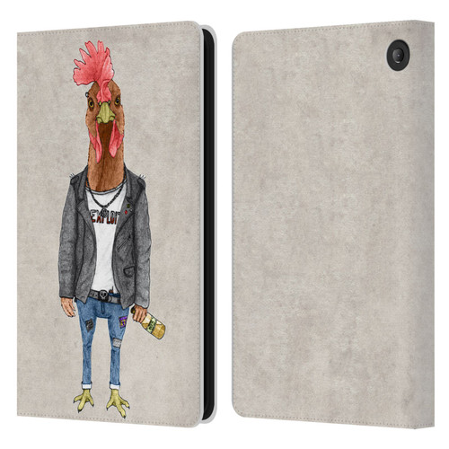 Barruf Animals Punk Rooster Leather Book Wallet Case Cover For Amazon Fire 7 2022