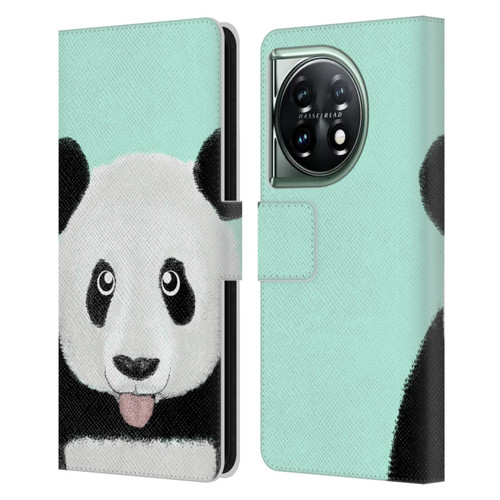 Barruf Animals The Cute Panda Leather Book Wallet Case Cover For OnePlus 11 5G