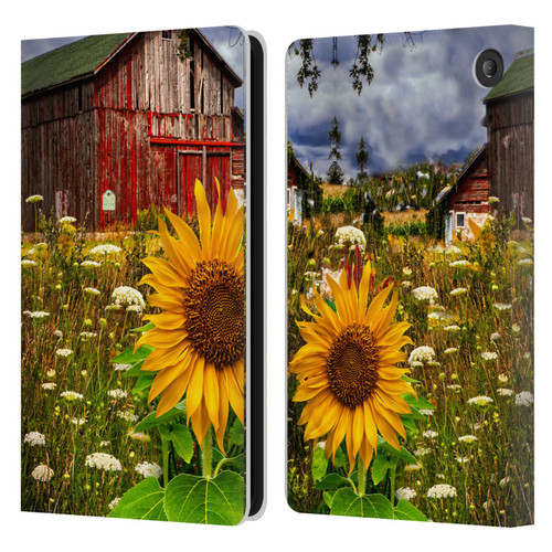 Celebrate Life Gallery Florals Barn Meadow Flowers Leather Book Wallet Case Cover For Amazon Fire 7 2022