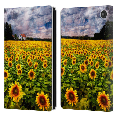 Celebrate Life Gallery Florals Dreaming Of Sunflowers Leather Book Wallet Case Cover For Amazon Fire 7 2022