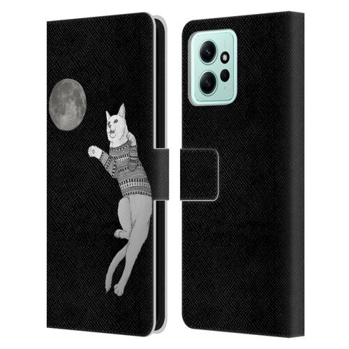 Barruf Animals Cat-ch The Moon Leather Book Wallet Case Cover For Xiaomi Redmi 12