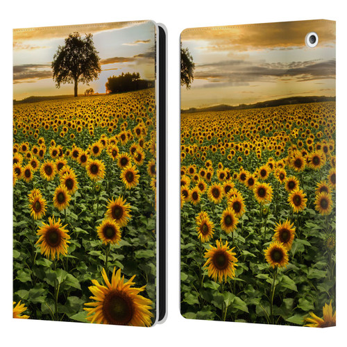 Celebrate Life Gallery Florals Big Sunflower Field Leather Book Wallet Case Cover For Amazon Fire HD 8/Fire HD 8 Plus 2020