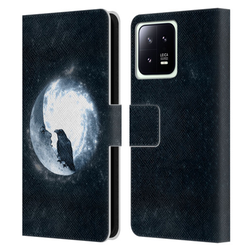 Barruf Animals Crow and Its Moon Leather Book Wallet Case Cover For Xiaomi 13 5G