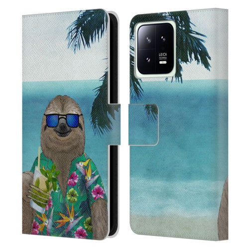 Barruf Animals Sloth In Summer Leather Book Wallet Case Cover For Xiaomi 13 5G