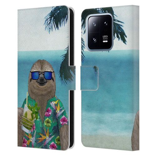 Barruf Animals Sloth In Summer Leather Book Wallet Case Cover For Xiaomi 13 Pro 5G