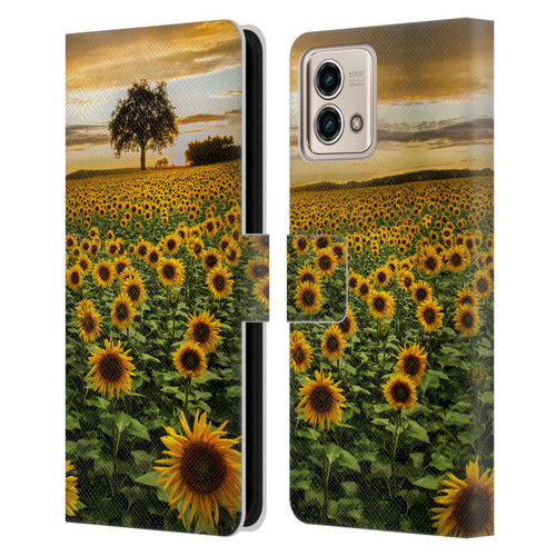 Celebrate Life Gallery Florals Big Sunflower Field Leather Book Wallet Case Cover For Motorola Moto G Stylus 5G 2023