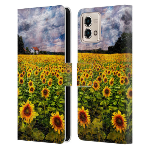 Celebrate Life Gallery Florals Dreaming Of Sunflowers Leather Book Wallet Case Cover For Motorola Moto G Stylus 5G 2023