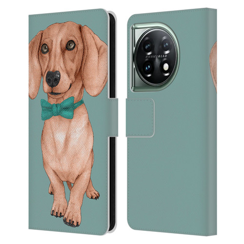 Barruf Dogs Dachshund, The Wiener Leather Book Wallet Case Cover For OnePlus 11 5G