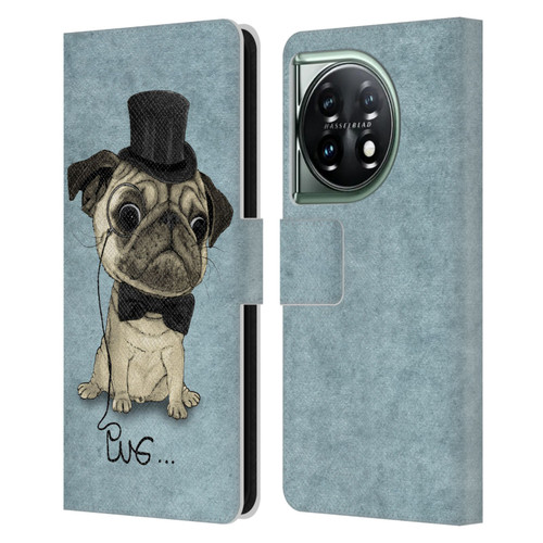 Barruf Dogs Gentle Pug Leather Book Wallet Case Cover For OnePlus 11 5G