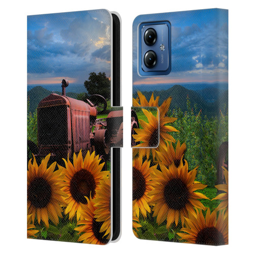 Celebrate Life Gallery Florals Tractor Heaven Leather Book Wallet Case Cover For Motorola Moto G14