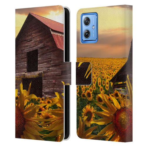 Celebrate Life Gallery Florals Sunflower Dance Leather Book Wallet Case Cover For Motorola Moto G54 5G