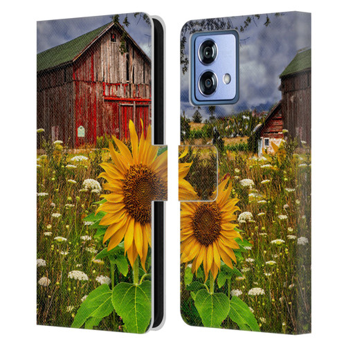 Celebrate Life Gallery Florals Barn Meadow Flowers Leather Book Wallet Case Cover For Motorola Moto G84 5G