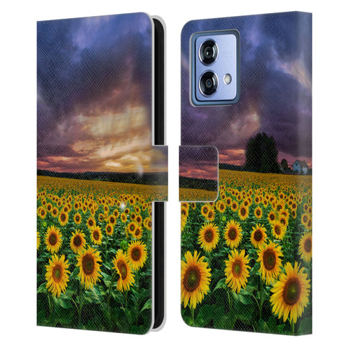 Celebrate Life Gallery Florals Stormy Sunrise Leather Book Wallet Case Cover For Motorola Moto G84 5G