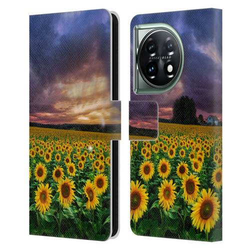 Celebrate Life Gallery Florals Stormy Sunrise Leather Book Wallet Case Cover For OnePlus 11 5G