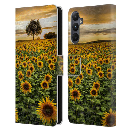 Celebrate Life Gallery Florals Big Sunflower Field Leather Book Wallet Case Cover For Samsung Galaxy A05s