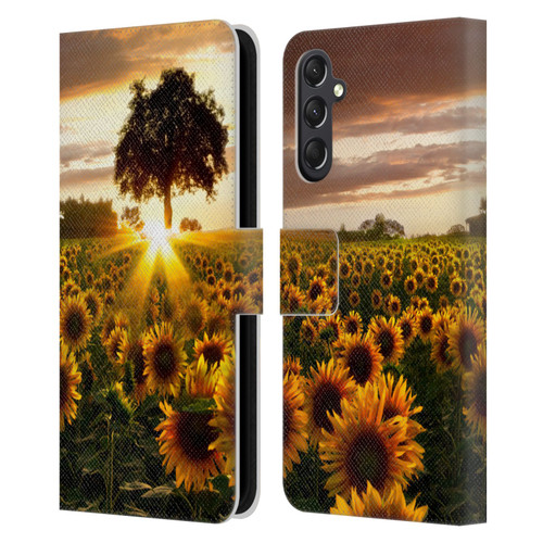 Celebrate Life Gallery Florals Fields Of Gold Leather Book Wallet Case Cover For Samsung Galaxy A24 4G / M34 5G