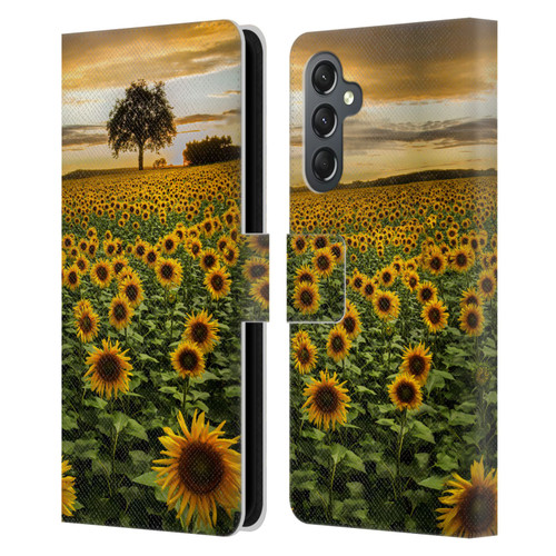 Celebrate Life Gallery Florals Big Sunflower Field Leather Book Wallet Case Cover For Samsung Galaxy A25 5G