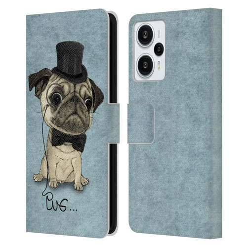 Barruf Dogs Gentle Pug Leather Book Wallet Case Cover For Xiaomi Redmi Note 12T