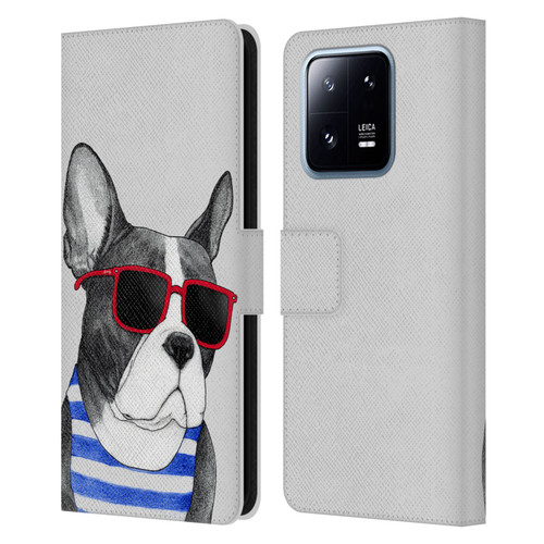 Barruf Dogs Frenchie Summer Style Leather Book Wallet Case Cover For Xiaomi 13 Pro 5G