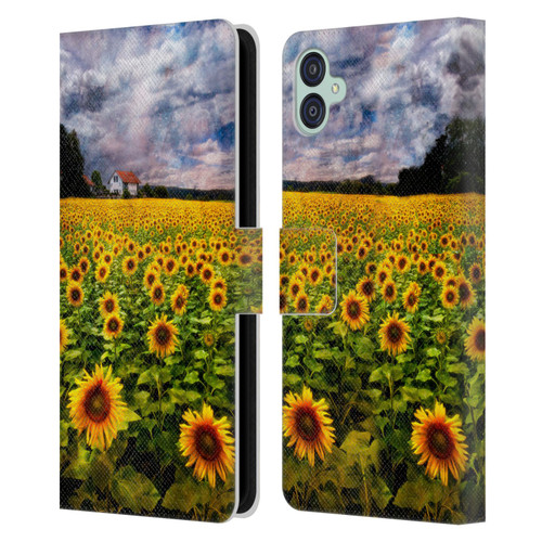 Celebrate Life Gallery Florals Dreaming Of Sunflowers Leather Book Wallet Case Cover For Samsung Galaxy M04 5G / A04e