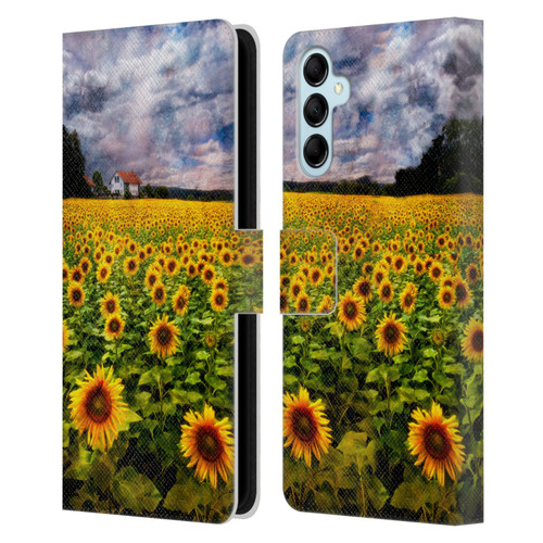 Celebrate Life Gallery Florals Dreaming Of Sunflowers Leather Book Wallet Case Cover For Samsung Galaxy M14 5G