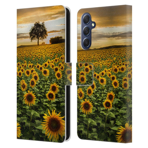 Celebrate Life Gallery Florals Big Sunflower Field Leather Book Wallet Case Cover For Samsung Galaxy M54 5G