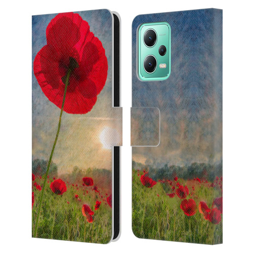 Celebrate Life Gallery Florals Red Flower Leather Book Wallet Case Cover For Xiaomi Redmi Note 12 5G