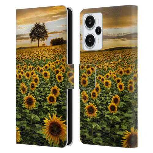 Celebrate Life Gallery Florals Big Sunflower Field Leather Book Wallet Case Cover For Xiaomi Redmi Note 12T