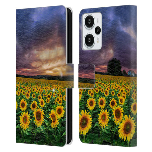 Celebrate Life Gallery Florals Stormy Sunrise Leather Book Wallet Case Cover For Xiaomi Redmi Note 12T