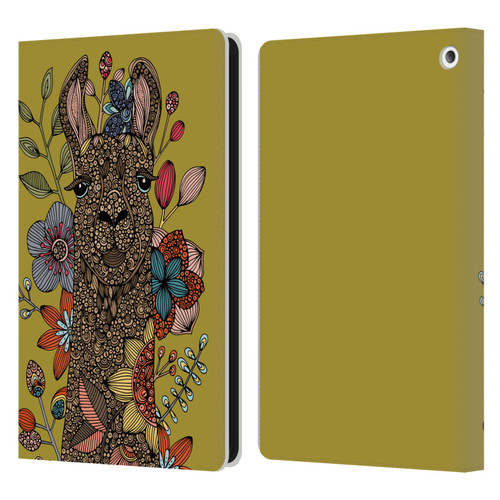 Valentina Animals And Floral Llama Leather Book Wallet Case Cover For Amazon Fire HD 8/Fire HD 8 Plus 2020