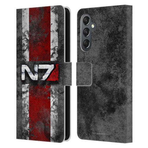 EA Bioware Mass Effect Graphics N7 Logo Distressed Leather Book Wallet Case Cover For Samsung Galaxy A25 5G