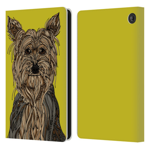 Valentina Dogs Yorkshire Terrier Leather Book Wallet Case Cover For Amazon Fire 7 2022