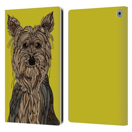 Valentina Dogs Yorkshire Terrier Leather Book Wallet Case Cover For Amazon Fire HD 10 / Plus 2021