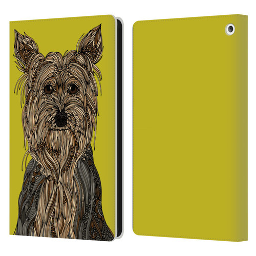 Valentina Dogs Yorkshire Terrier Leather Book Wallet Case Cover For Amazon Fire HD 8/Fire HD 8 Plus 2020