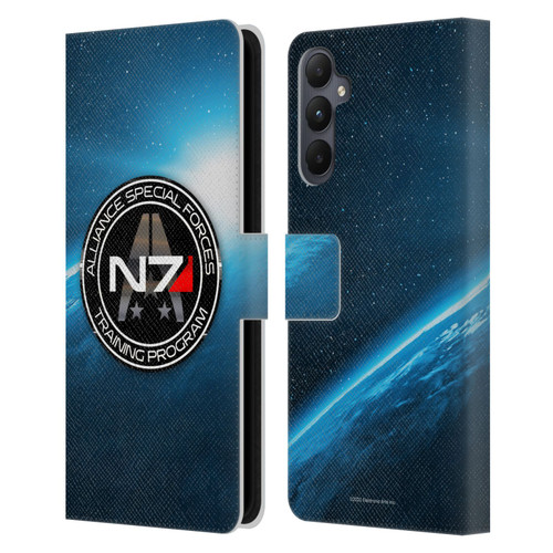 EA Bioware Mass Effect 3 Badges And Logos N7 Training Program Leather Book Wallet Case Cover For Samsung Galaxy A05s