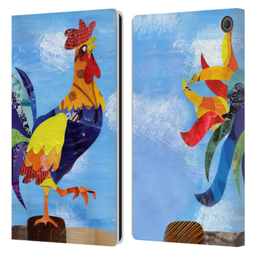 Artpoptart Animals Colorful Rooster Leather Book Wallet Case Cover For Amazon Fire Max 11 2023