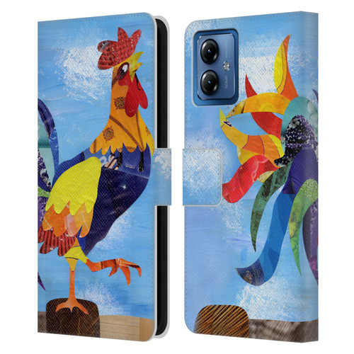 Artpoptart Animals Colorful Rooster Leather Book Wallet Case Cover For Motorola Moto G14
