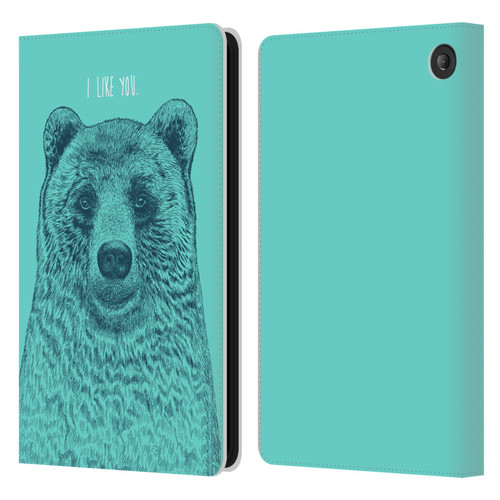 Rachel Caldwell Illustrations Bear Root Leather Book Wallet Case Cover For Amazon Fire 7 2022