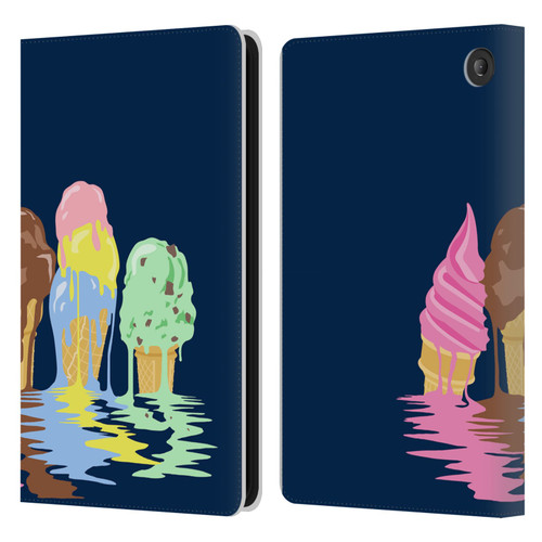 Rachel Caldwell Illustrations Ice Cream River Leather Book Wallet Case Cover For Amazon Fire 7 2022