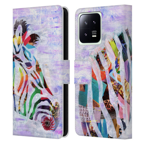Artpoptart Animals Purple Zebra Leather Book Wallet Case Cover For Xiaomi 13 5G