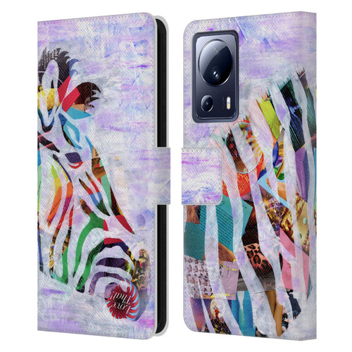 Artpoptart Animals Purple Zebra Leather Book Wallet Case Cover For Xiaomi 13 Lite 5G