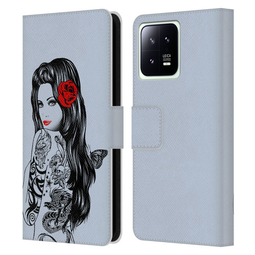 Rachel Caldwell Illustrations Tattoo Girl Leather Book Wallet Case Cover For Xiaomi 13 5G